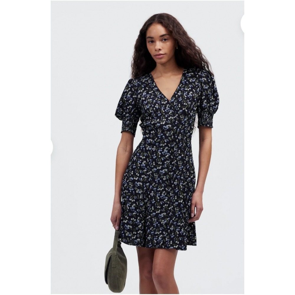 Madewell V Neck Button Front Mini Dress Floral‎ Print Size 0